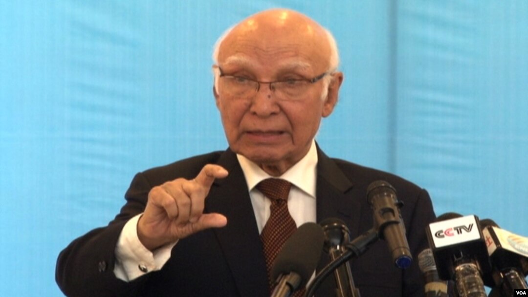 Sartaj Aziz, penasihat perdana menteri Pakistan untuk keamanan nasional dan masalah luar negeri.