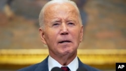 President Joe Biden speaks about Hurricane Milton from the Roosevelt Room at the White House in Washington, Oct. 9, 2024. Biden is heading to Germany on Oct. 17 and will visit Angola the first week in December.