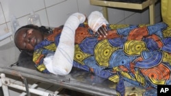 A victim of an army drone attack receives treatment at a hospital in Kaduna, Nigeria, on Dec. 5, 2023. At least 87 people were killed when military drones bombed a religious gathering in the northwest village of Tudun Biri. At least 60 people were injured. 