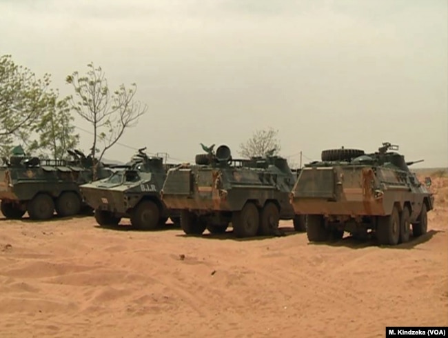 Military vehicles are seen in far northern Cameroon, Jan. 17 2019.