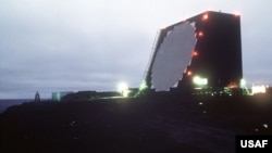 FILE - A view of COBRA DANE, an intelligence-gathering phased array radar system. The 21st Operations Group is in charge of the radar mission at Eareckson Air Station, Shemya Island, Alaska. 