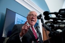 FILE - House Majority Leader Steny Hoyer of Maryland speaks at a news conference on Capitol Hill in Washington, Aug. 13, 2019.