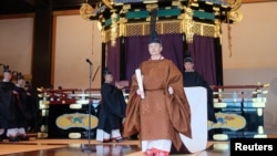 Tân hoàng đế Nhật Bản Naruhito trong lễ đăng quang ngày 22/10/2019.