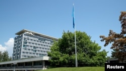 FILE - A general view shows the headquarters of the World Health Organization (WHO) in Geneva, Switzerland, June 25, 2020. 