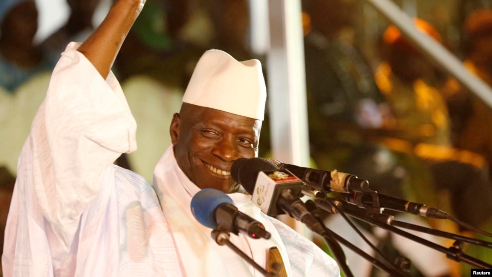 Yahya Jammeh lors d'un meeting à Banjul, le 29 novembre 2016.