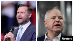 ARCHIVO - Una combinación de imágenes muestra al candidato republicano a la vicepresidencia, el senador J.D. Vance, y al gobernador de Minnesota, Tim Walz, candidato demócrata a la vicepresidencia.