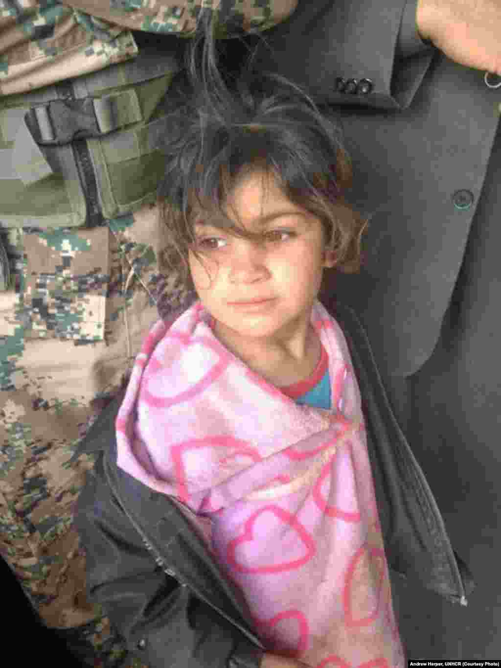 Rasha, age 8, fled Homs in her pajamas after her house was shelled. She travelled for 12 days to reach the Jordan border.