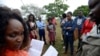 Civil society group is briefed ahead of the Tuesday's election, in Chongue, Gaza Province, southern Mozambique, Oct. 14, 2019.