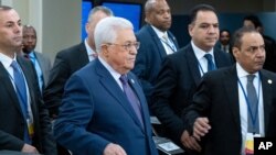 Palestinian President Mahmoud Abbas arrives for the 74th session of the United Nations General Assembly, at U.N. headquarters, Sept. 24, 2019. 