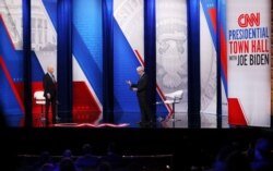 U.S. President Joe Biden participates in a CNN town hall in Milwaukee, Feb. 16, 2021.