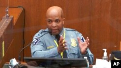 In this image from video, witness Minneapolis Police Chief Medaria Arradondo testifies in the trial of former Minneapolis police Officer Derek Chauvin at the Hennepin County Courthouse in Minneapolis, Minnesota, April 5, 2021.