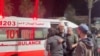 Injured Palestinians are transfered from ambulances to Shuhada al-Aqsa hospital in Deir Al-Balah