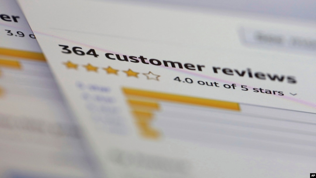 FILE - Online customer reviews for a product are displayed on a computer on April 17, 2019, in New York. AI-infused text generation tools enable fraudsters to produce reviews faster and in greater volume, tech industry experts say.