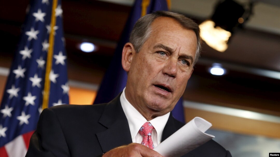 Chủ tịch Hạ viện Hoa Kỳ, Dân biểu John Boehner nói chuyện trong một cuộc họp báo tại trụ sở Quốc hội, 19/3/15