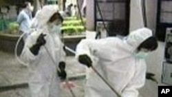 香港在2003年爆發禽流感後清理街道(資料圖片)