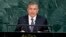 O'zbekiston Prezidenti Shavkat Mirziyoyev BMT minbarida, Nyu-York, AQSh, 19-sentabr, 2017-yil.
