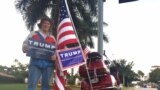 John King, 74, supports Donald Trump outside the Florida site where Monday&#39;s Trump event was canceled ahead of the primary, March 14, 2016. (C. Mendoza/VOA)