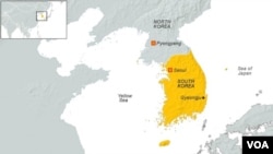 FILE - A map of South Korea