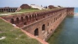 The moat and wall at Fort Jefferson at Dry Tortugas National Park in Key West, Florida. (NPS photo taken by John Dengler)