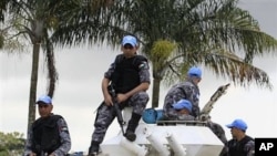 UN peacekeepers from Jordan stand guard at the entrance to the Golf Hotel in Abidjan, Ivory Coast, (File Photo)