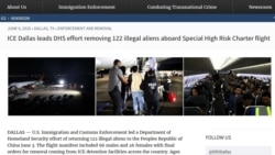 美国移民和海关执法局(ICE)网站2025年6月9日发布的有关用特殊高风险包机将122名非法移民遣返回中国的新闻稿。