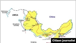 ဝပြည်သွေးစည်းညီညွတ်ရေးပါတီရှိရာ ပြ မြေပုံ။ (from Panglong.org)