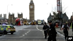 La police sécurise le quartier, à Londres, le 22 mars 2017.