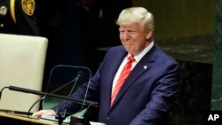 Le président Donald Trump prononce un discours devant la 74e session de l'Assemblée générale des Nations Unies, le 24 septembre 2019 à New York.