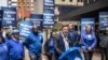 FILE—Leader of the South African opposition party Democratic Alliance (DA) John Steenhuisen, speaks during the unveiling of the first election posters ahead of South Africa presidential vote in 2024, in Johannesburg, on October 02, 2023.