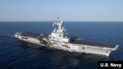 法國海軍的戴高樂航空母艦2019年4月15號在紅海航行。