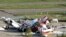 FILE - The wreckage of the Polish Tupolev Tu-154M presidential aircraft that killed Polish president Lech Kaczynski and 95 others is seen at the airport in Smolensk, Oct. 1, 2010.