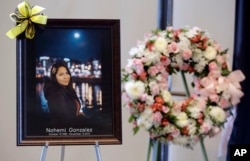 A picture is displayed during a memorial service for California State Long Beach student Nohemi Gonzalez on Sunday, Nov. 15, 2015.