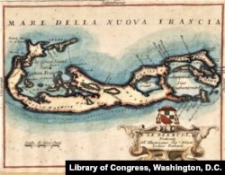 1692 Map of Bermuda by cartographer Vincenzo Coronelli, a Franciscan monk from Italy, 1692.