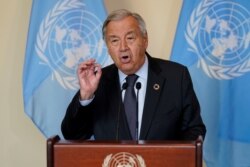 Antonio Guterres, generalni sekretar UN-a, obraća se novinarima tokom 76. zasjedanja Generalne skupštine UN -a u New Yorku, 20. septembra 2021. godine.