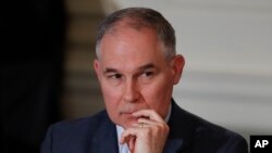 Environmental Protection Agency Administrator Scott Pruitt attends a meeting with state and local officials in the State Dining Room of the White House in Washington, Feb. 12, 2018.