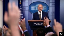 White House Chief of Staff John Kelly at the daily press briefing at the White House in Washington, Oct. 12, 2017.