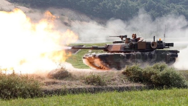 美韩联合军演中的M1A2艾布拉姆斯(Abrams)坦克（资料图）