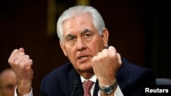 Rex Tillerson, the former chairman and chief executive officer of ExxonMobil, testifies during a Senate Foreign Relations Committee confirmation hearing to become U.S. secretary of state on Capitol Hill in Washington, D.C., Jan. 11, 2017. 