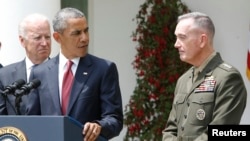 Başkan Obama, Beyaz Saray'da Orgeneral Joseph Dunford'u basına tanıtırken