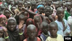 Hundreds turn out for the reopening of a government school in Limani, Cameroon. (M.E. Kinzeka/VOA)