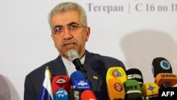 FILE - Iran's Minister of Energy Reza Ardakanian speaks to the media in Tehran, June 16, 2019. 