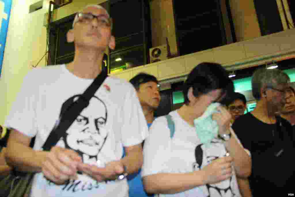 香港多个团体在旺角举办悼念李旺阳“被自杀”一周年（美国之音海彦拍摄）