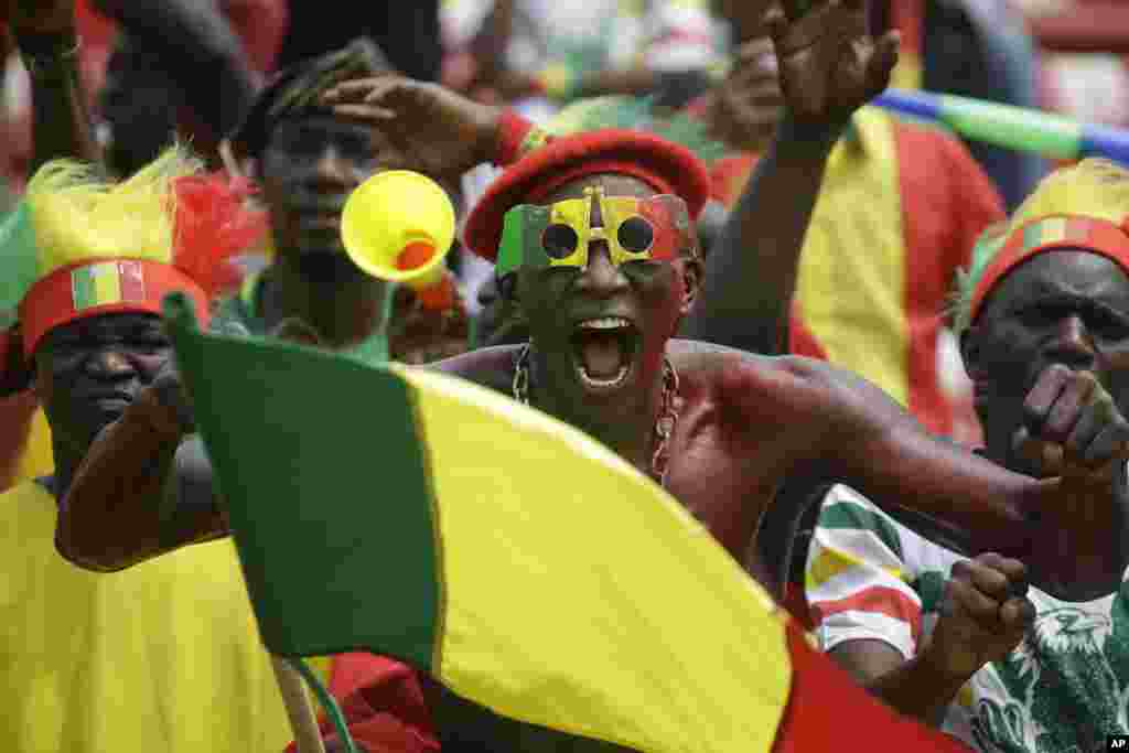 Mali soccer supporters before the soccer match between Gambia and Mali, Jan. 16, 2022.
