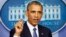President Barack Obama speaks in the Brady Press Briefing Room of the White House in Washington, Aug. 1, 2014.
