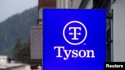 File - Logo of Tyson Foods is seen in Davos. Switzerland, May 22, 2022.