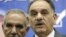 In this February. 25, 2010 file photo, Iraq’s Deputy Prime Minister Saleh al-Mutlaq, right, speaks to reporters in Baghdad, Iraq. 