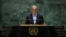 Iranian President Masoud Pezeshkian addresses the 79th United Nations General Assembly in New York on Sept. 24, 2024.