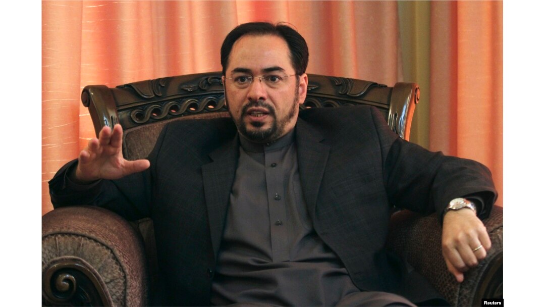 FILE - Salahuddin Rabbani speaking during an interview in Kabul, June 27, 2012.