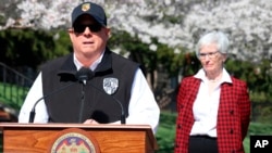 Maryland Gov. Larry Hogan announces a "stay-at-home" directive during a news conference on March 30, 2020, in Annapolis, Md. 