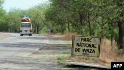 This file photo shows the entrance to Waza National Park, in northern Cameroon, where 10 Chinese workers were abducted by Boko Haram on the night of May 16, 2014.